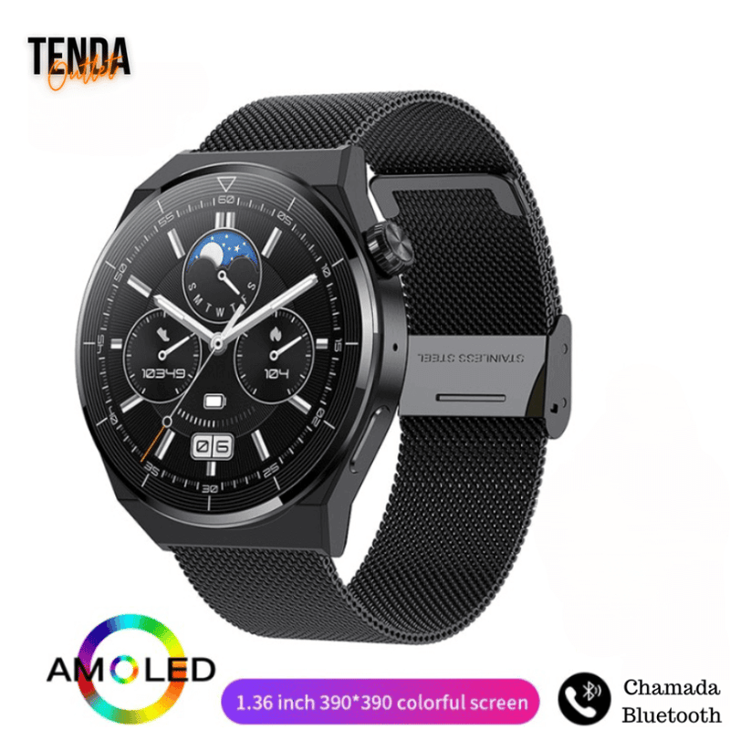 SmartWatch Avant-Garde. Tela Amoled. Chamada Bluetooth. + Pulseira de Brinde