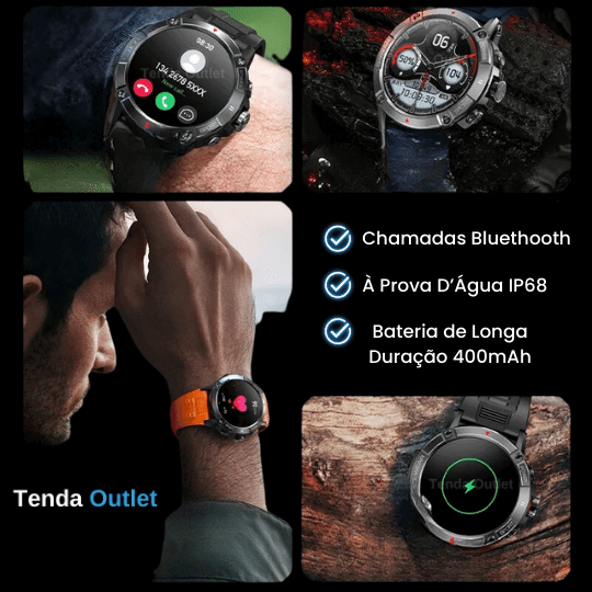 Smartwatch EVO X - GPS Integrado SINC. STRAVA + Pulseira e Película de Brinde