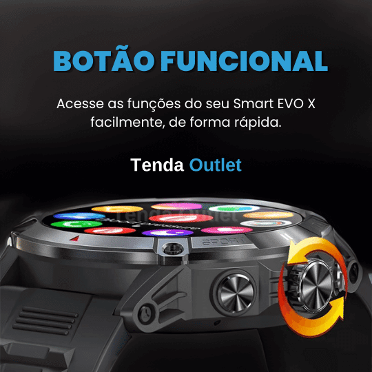 Smartwatch EVO X - GPS Integrado SINC. STRAVA + Pulseira e Película de Brinde