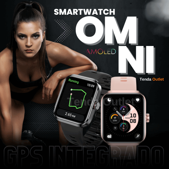 Smartwatch Omni - GPS Integrado SINC. STRAVA + Pulseira e Película de Brinde