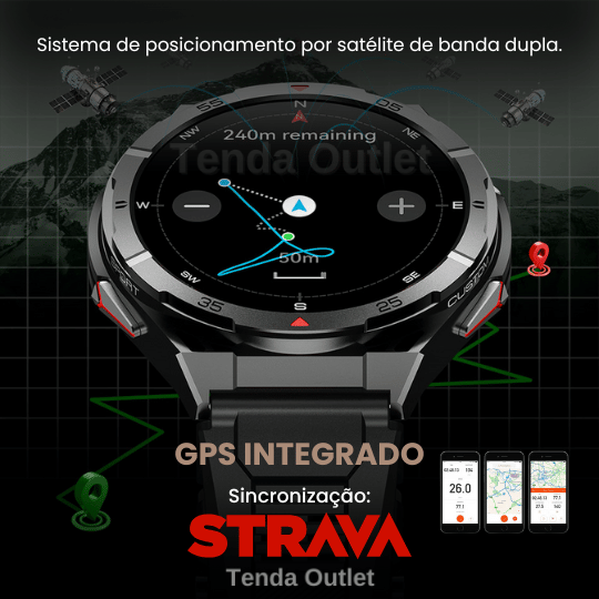 Smartwatch TITANUS - GPS Integrado SINC. STRAVA + Pulseira e Película de Brinde