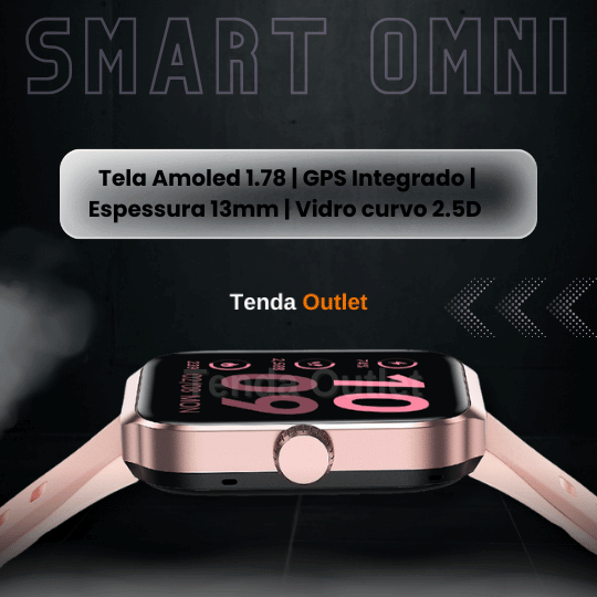 Smartwatch Omni - GPS Integrado SINC. STRAVA + Pulseira e Película de Brinde