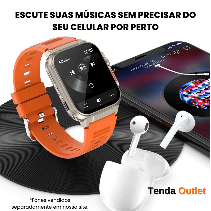 BEAT VOX Smartwatch Music Player + Pulseira de Brinde