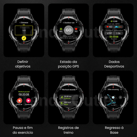 Smartwatch TITANUS - GPS Integrado SINC. STRAVA + Pulseira e Película de Brinde