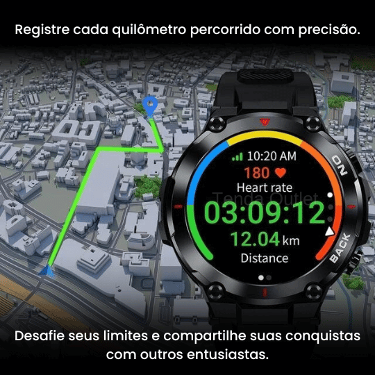 Smartwatch New H Nave GPS Integrado SINC. STRAVA + Pulseira de Brinde