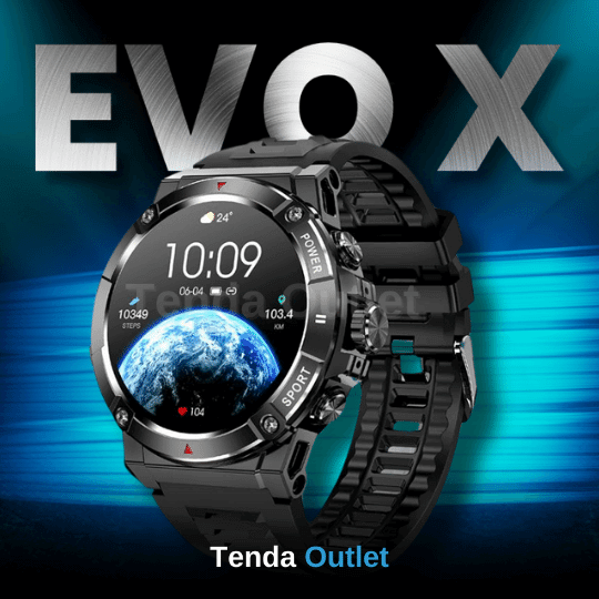 Smartwatch EVO X - GPS Integrado SINC. STRAVA + Pulseira e Película de Brinde