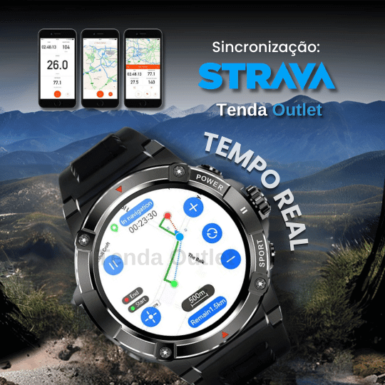 Smartwatch EVO X - GPS Integrado SINC. STRAVA + Pulseira e Película de Brinde