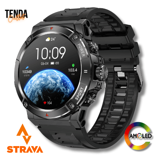 Smartwatch EVO X - GPS Integrado SINC. STRAVA + Pulseira e Película de Brinde