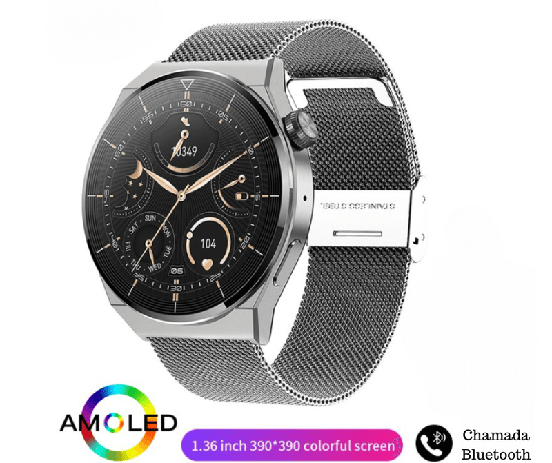 SmartWatch Avant-Garde. Tela Amoled. Chamada Bluetooth. + Pulseira de Brinde